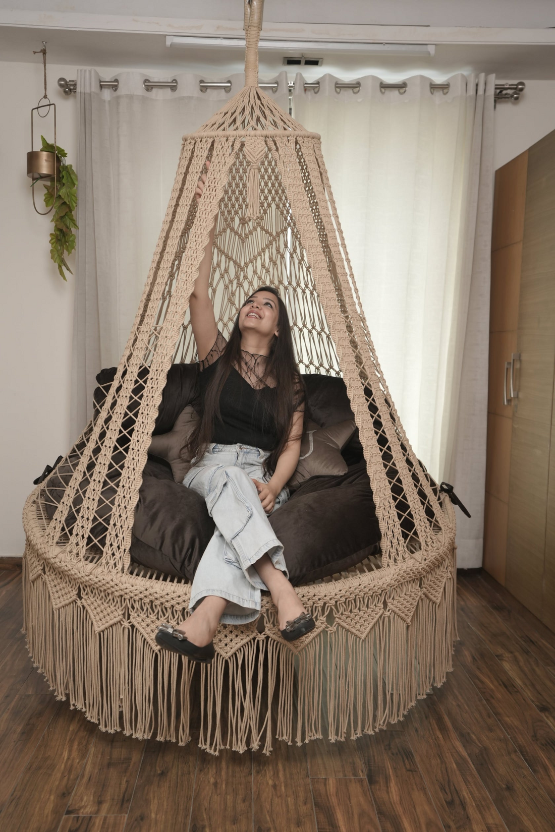 Bed Swing 60" - Macrame Espresso bed