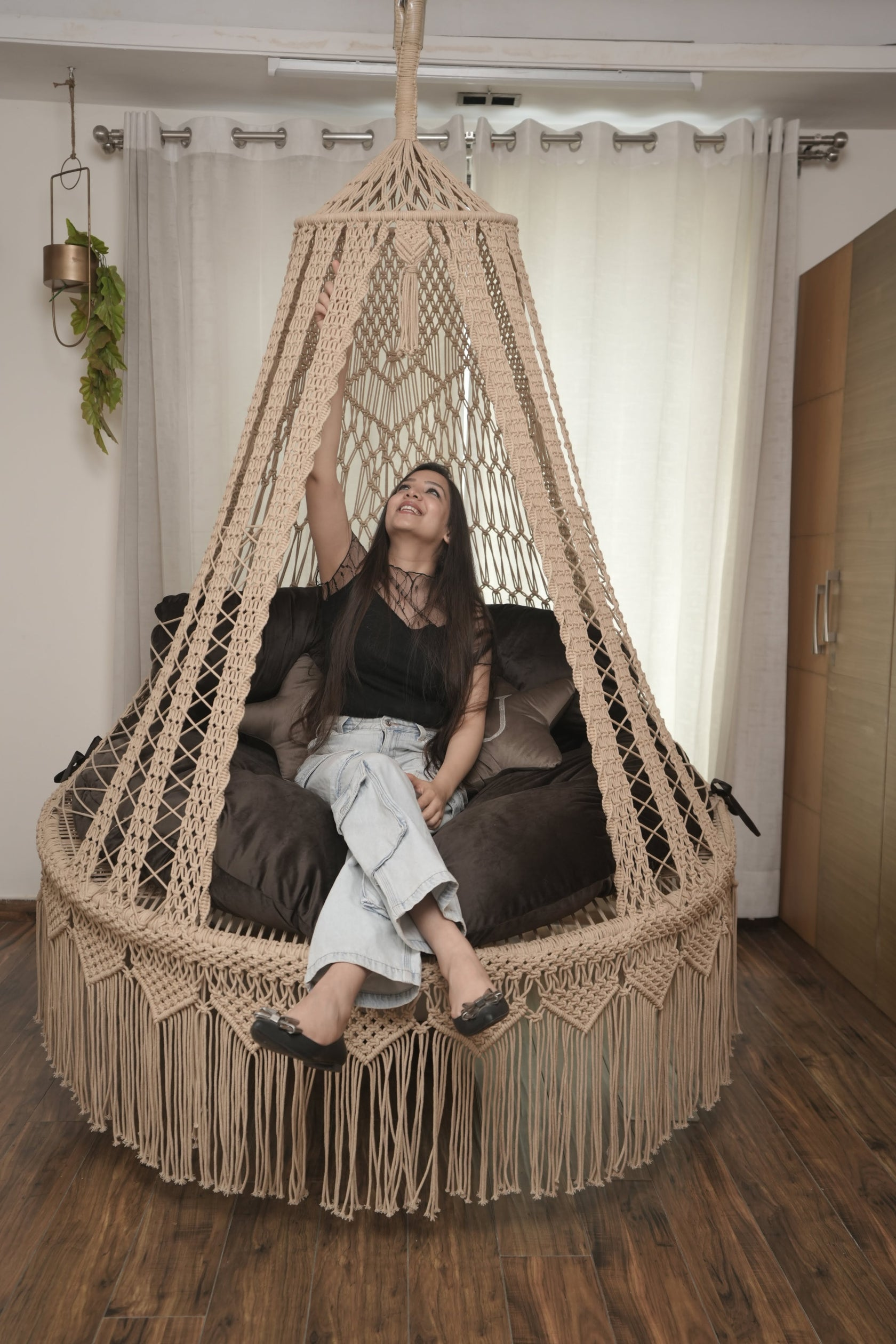 Bed Swing 60" - Macrame Espresso bed