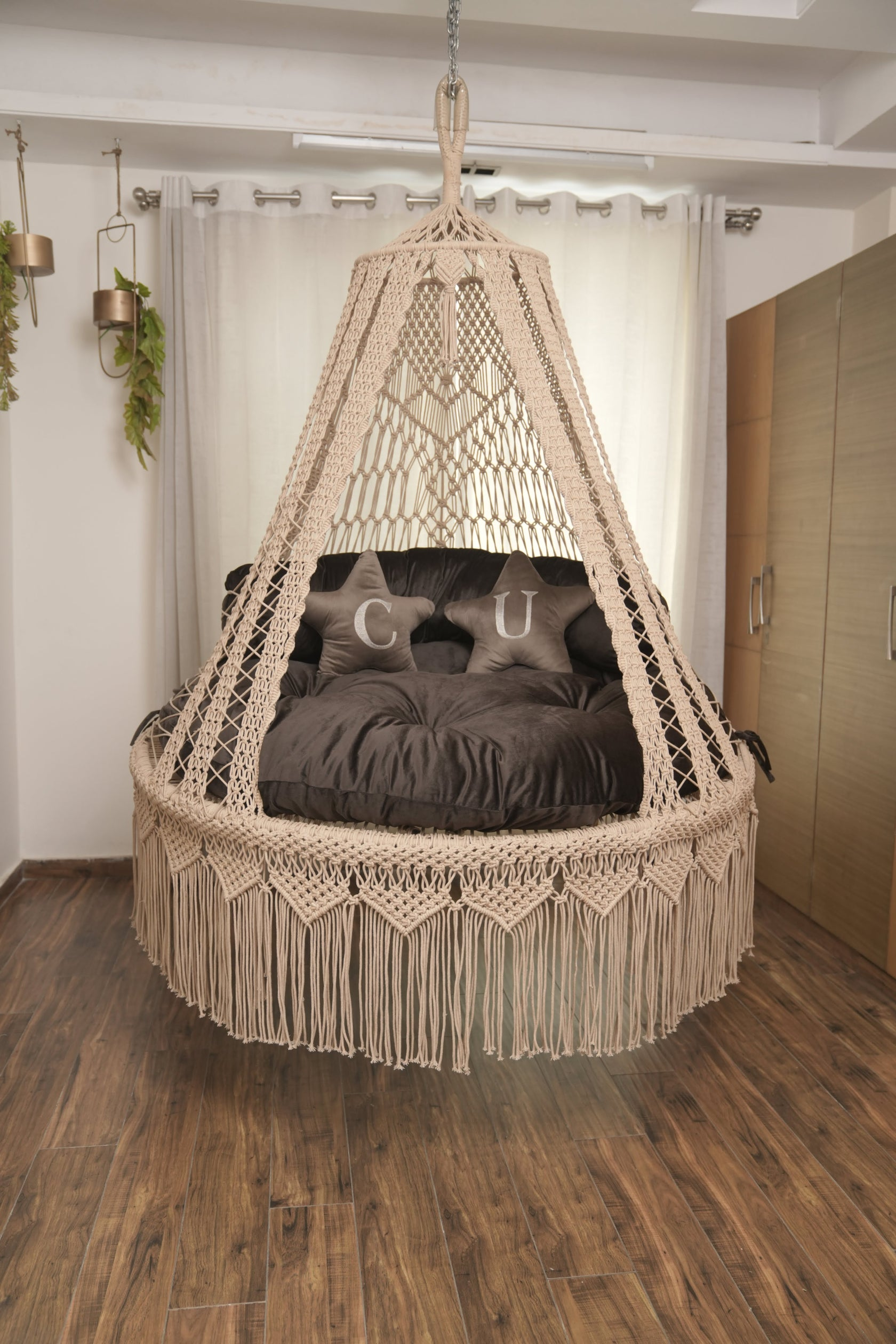 Bed Swing 60" - Macrame Espresso bed